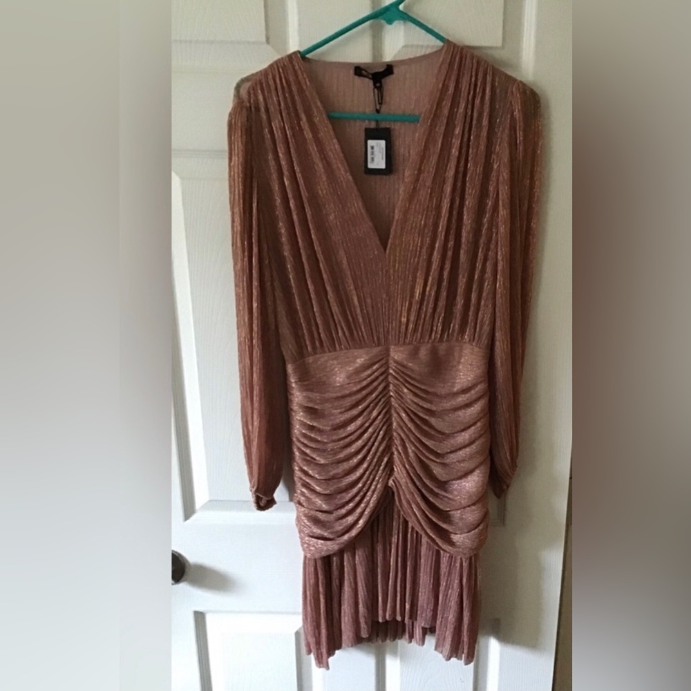 Maje Rosina Lame Ruched Dress